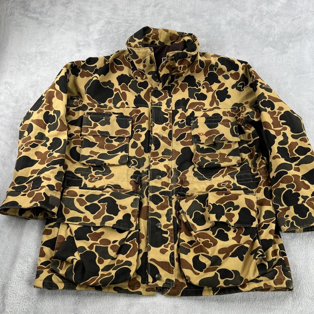 Vintage 10X Duck Camo Hunting Jacket Mens L Reg Made in USA Insulated Outdoor